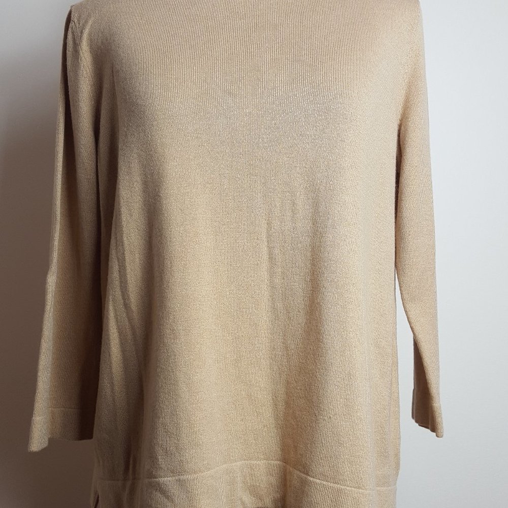 Talbots Cashmere Blend Sweater 3/4 Sleeves in Camel